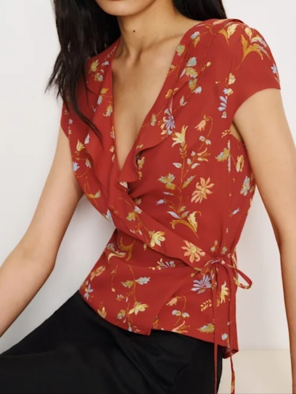 Reformation Clemence Floral Wrap Top